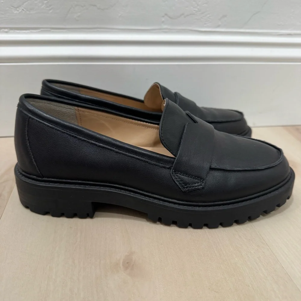 Banana Republic Black Leather Lug Sole Penny Loafers - Picture 7 of 12